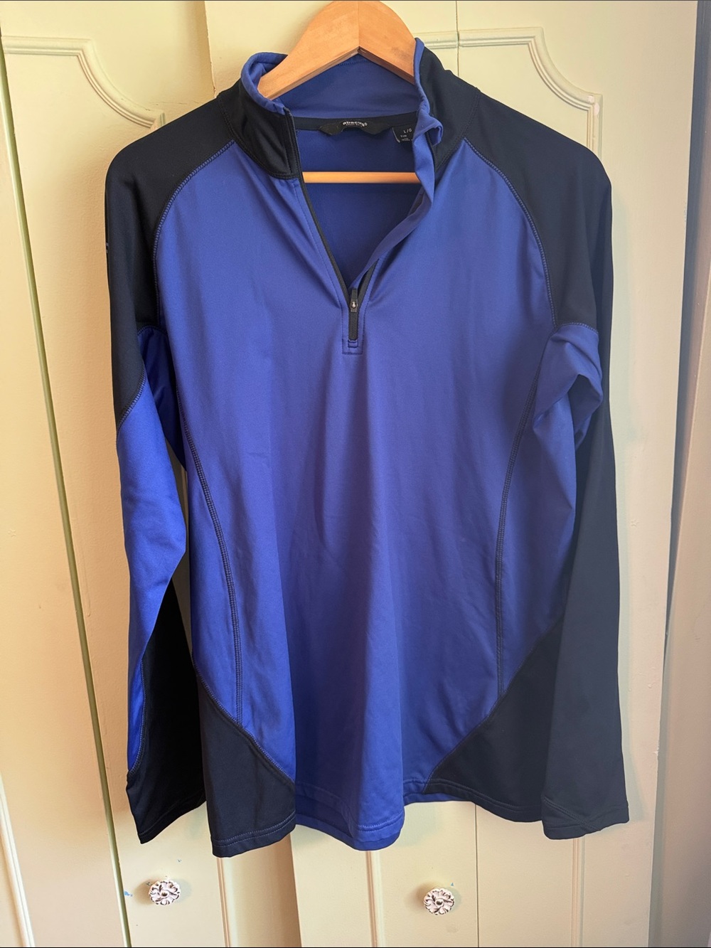 Men's Blue and Black Quarter-Zip Performance Sweater